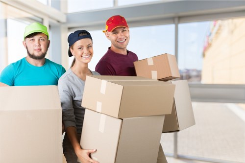 House movers working in The Hyde with residential moving equipment