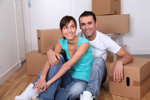 Preparing boxes and furniture for a house move in The Hyde
