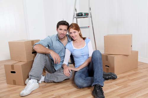 Securely arranged moving boxes and equipment inside a van